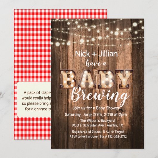 Un bébé brasse une invitation de Baby shower (Devant / Derrière)