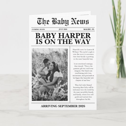 Un bébé dans le journal attend une Faire-part de g (Devant)