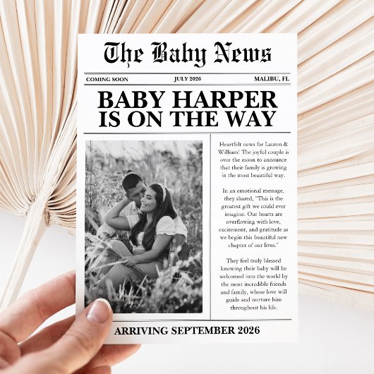 Un bébé dans le journal attend une Faire-part de g