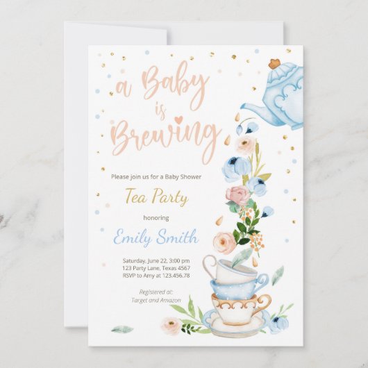 Un bébé est en train de brasser Invitation Tea Par (Devant)