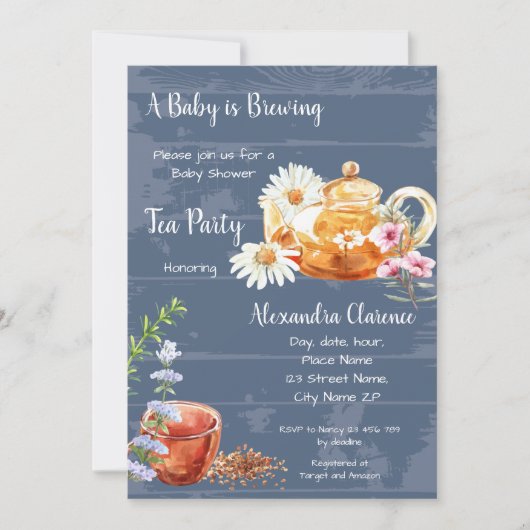 Un bébé est en train de brasser Invitation Tea Par (Devant)