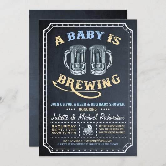 "Un bébé est en train de brasser" Invitations de d (Devant / Derrière)