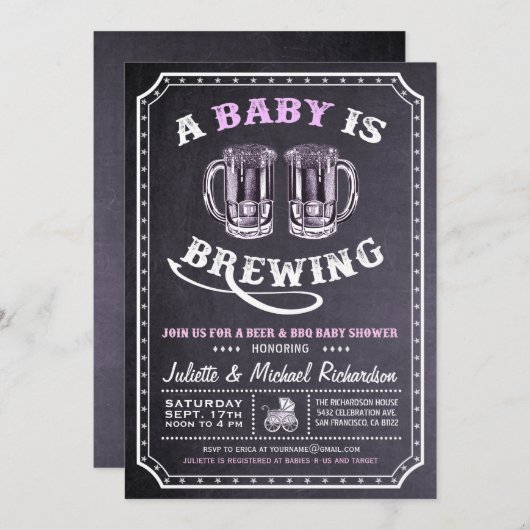 "Un bébé est en train de brasser" Invitations de d (Devant / Derrière)