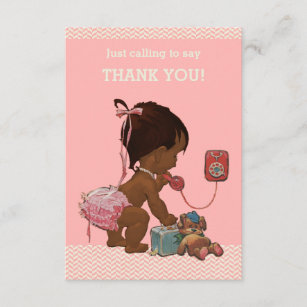 Un bébé ethnique au téléphone Merci de Baby shower