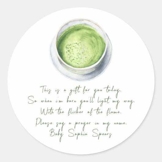Un bébé prépare du matcha - Étiquette de bougie de (Devant)