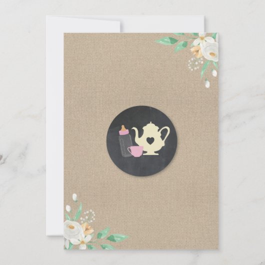UN BÉBÉ RAFRAÎCHE UN Invitation À Thé Rose Douche (Dos)