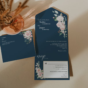 Un Blush Floral Mariage Tout en une invitation