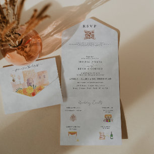 Un Boho Desert Cactus   Invitation de mariage tout en