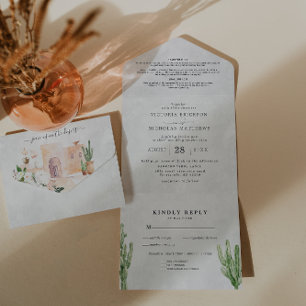 Un Boho Desert Cactus   Invitation de mariage tout en