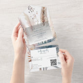 Un Boho d'hiver Mariage Floral tout en une invitation (Déchirure)