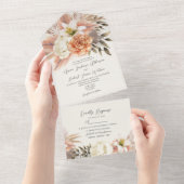 Un Boho Terracotta Floral Tout en une invitation (Déchirure)