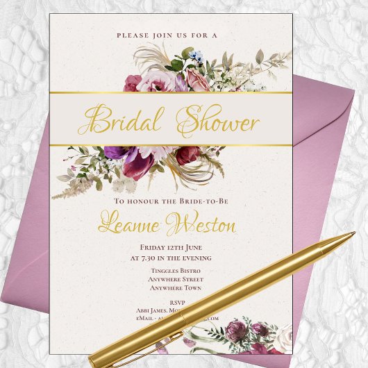 Un Bouquet romantique Invitation de nuptiale