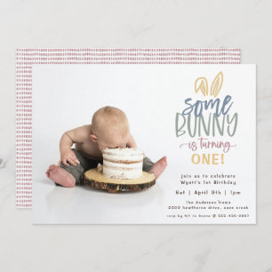 Un Bunny Anniversaire Fête Photo Invitation