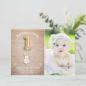 Un Bunny Invitation Anniversaire Fille Premier Ros (Debout devant)