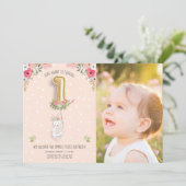 Un Bunny Invitation Anniversaire Fille Premier Ros (Debout devant)