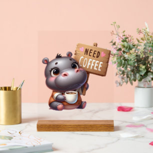 Un bureau mignon a besoin de café hippo