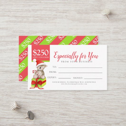 Un cadeau de Noël à l'ours Certificat cadeau de 25 (Devant/Arrière en situation)