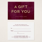 Un cadeau pour vous | Certificat cadeau or Bourgog (Devant & derrière)