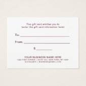 Un cadeau pour vous | Certificat cadeau or Bourgog (Dos)