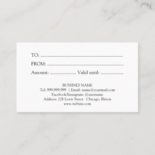 Un cadeau pour vous Chic certificat cadeau hologra (Dos)