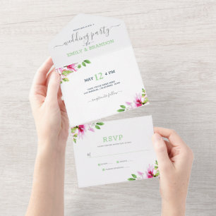 Un Cadre de fleurs roses tout en une seule invitation