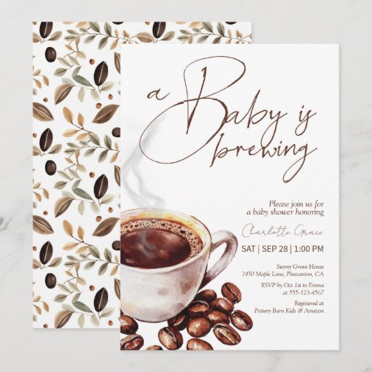 Un Café Bébé brasse Baby shower Invitation (Devant / Derrière)
