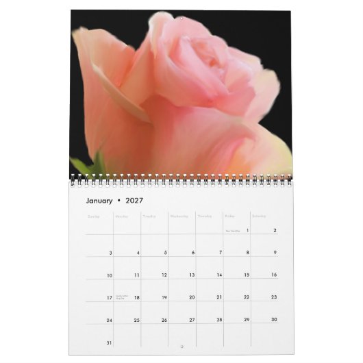 Un calendrier rempli par rose (Jan 2027)