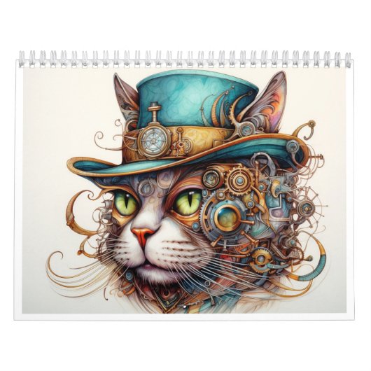 Un calendrier steampunk avec un chat (Protection)