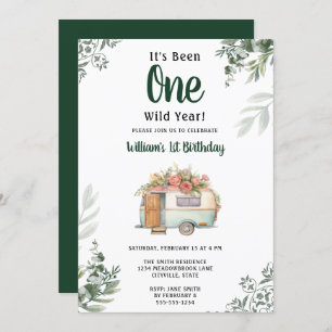 Un Camper 1er Anniversaire Invitation Camping