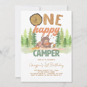 Un campeur heureux Invitation de Woodland