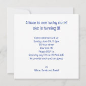 Un canard chanceux, invitation d'anniversaire de c (Dos)