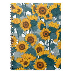 Un Carnet avec des champs de tournesol éclairés