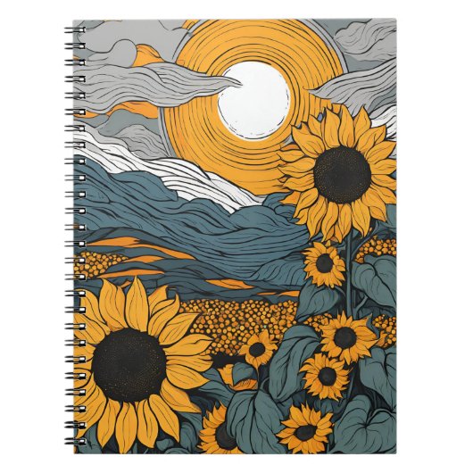 Un Carnet avec des tournesols radiants et C célest (Devant)
