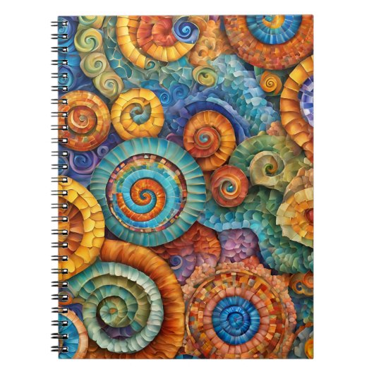 Un Carnet vibrant avec design de mosaïque spirale (Devant)