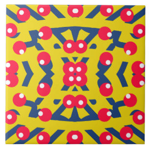 Un carreau de céramique à motif classique multicol