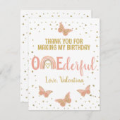 UN Carte de remerciements de papillons roses anniv (Devant / Derrière)