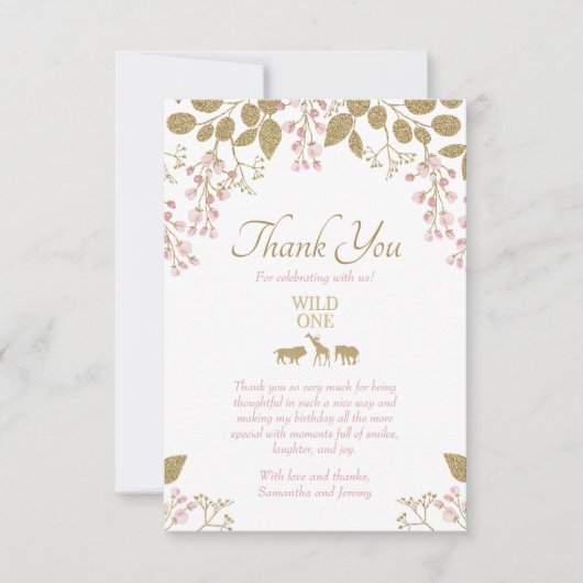 Un Carte de remerciements d'or rose sauvage (Devant)