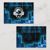 Un carte de visite bleu de laser de logo du DJ de (Devant / Derrière)