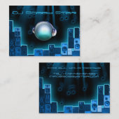 Un carte de visite bleu de laser du DJ de cool (Devant / Derrière)