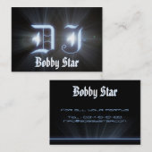 Un carte de visite bleu d'initiales de ligt de (Devant / Derrière)