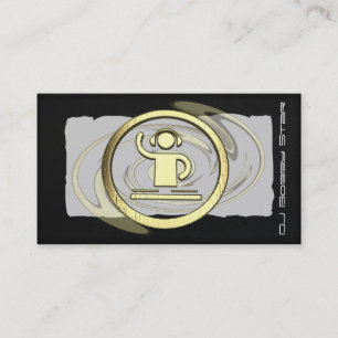 Un carte de visite de logo du DJ d'or du cool 3D