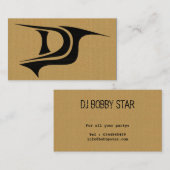 Un carte de visite d'initiales du DJ de carton de (Devant / Derrière)
