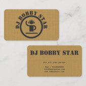 Un carte de visite rond d'icône du DJ de carton (Devant / Derrière)