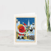 Un Carte pour notes de Noël Père Noël Chat (Devant)