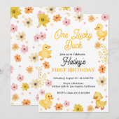 Un chanceux canard Invitation d'anniversaire (Devant / Derrière)
