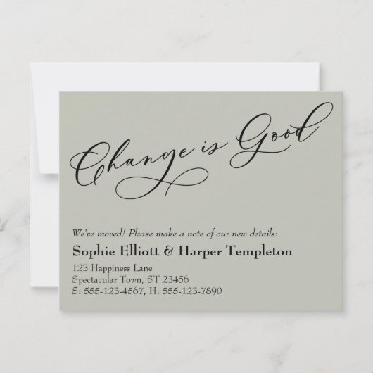 Un changement élégant est un bon Faire-part de dép (Devant)