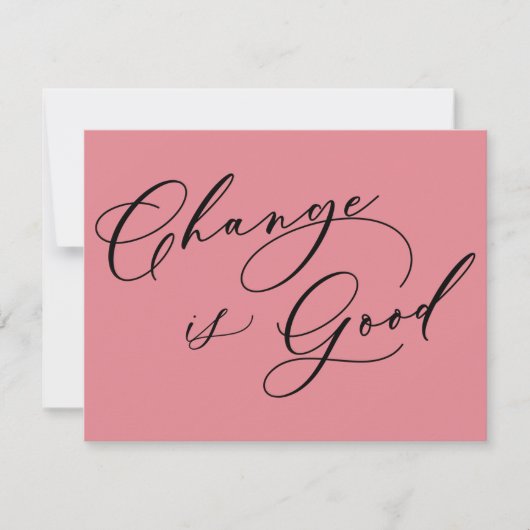 Un changement élégant est un bon Faire-part rose (Devant)