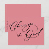 Un changement élégant est un bon Faire-part rose (Devant / Derrière)