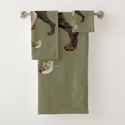 Un chat japonais attrape une grenouille (En situation)