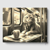 Un chat mignon avec café et livre d'or (Verso)